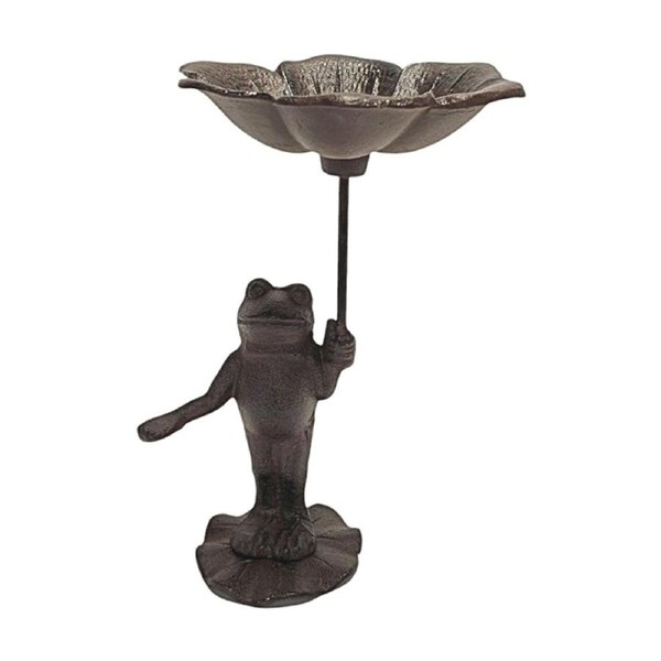 Bronrob Decorative Frog W/ Umbrella Birdfeeder Home/Garden Ornament Cast Iron
