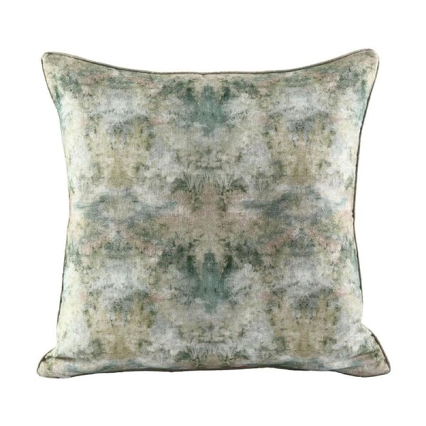 MM Linen Reverie Cotton/Linen Green Watercolour Print Bed Cushion 50x50cm
