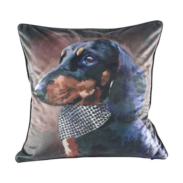 MM Linen Pawtrait Velvet Houndstooth Home Decor Cushion 50x50cm