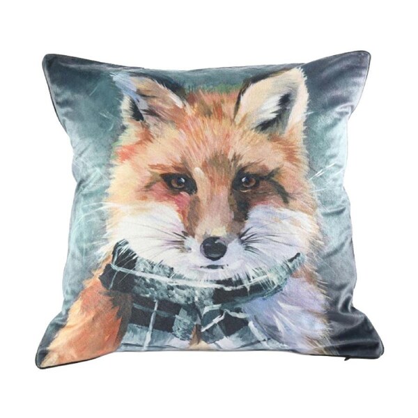 MM Linen Pawtrait Velvet Silverfox Home Decor Cushion 50x50cm