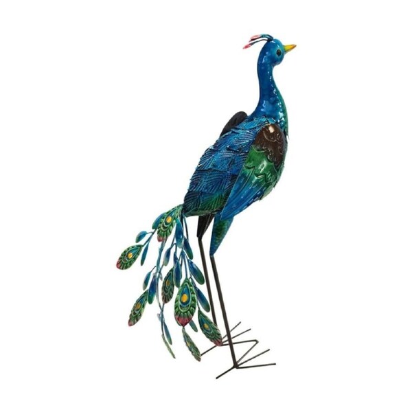 Bronrob Hand-Painted Metal Peacock Bird Garden Ornament 61x33.5x22.5cm