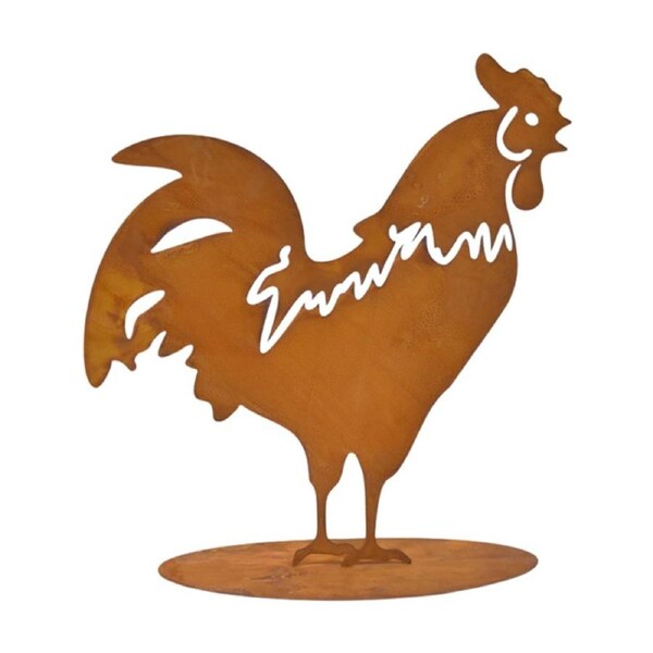 Bronrob Rustic Hen Metal Garden Ornament Outdoor Decor 39.5x37cm