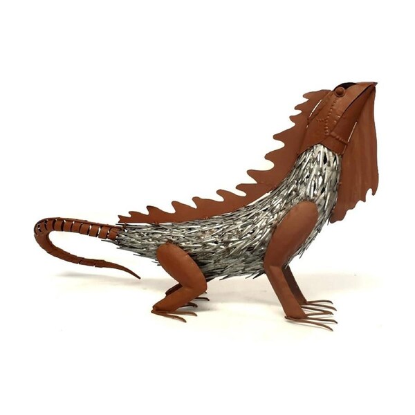 Bronrob Silver Lizard Metal Garden Decor Outdoor Ornament/Figurine 85x46x43cm