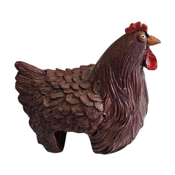 Bronrob Decorative White Fence Hen Brown Home/Garden Outdoor Ornament 15x14x11cm