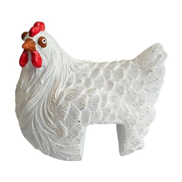 Bronrob Decorative White Fence Hen Home/Garden Outdoor Ornament 15x14x11cm