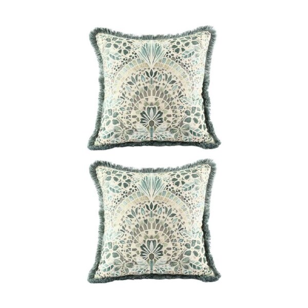 2PK MM Linen Andora Cotton/Linen Mosaic Art Cushion 50x50cm Green/Blue