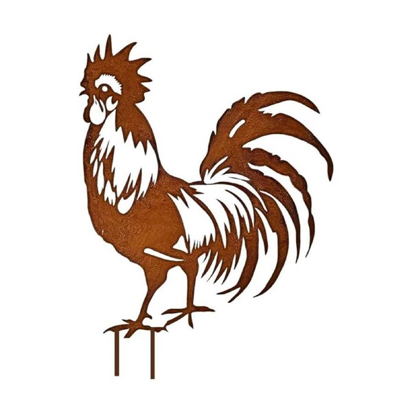 Bronrob Rustic Rooster Outdoor Garden Stake Ornament Decor 39.5x38.5cm