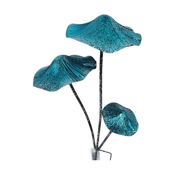 Bronrob Triple Mushroom Blue Garden Stake Outdoor Decor 46x26.5cm