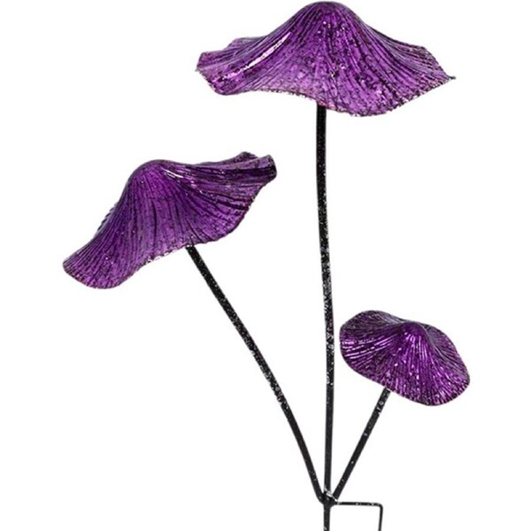 Bronrob Triple Mushroom Purple Garden Stake Outdoor Decor 46x26.5 cm