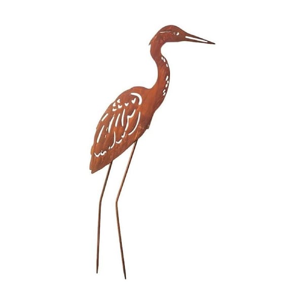 Bronrob Rustic Heron Outdoor Garden Stake Metal Bird Ornament 87x41cm