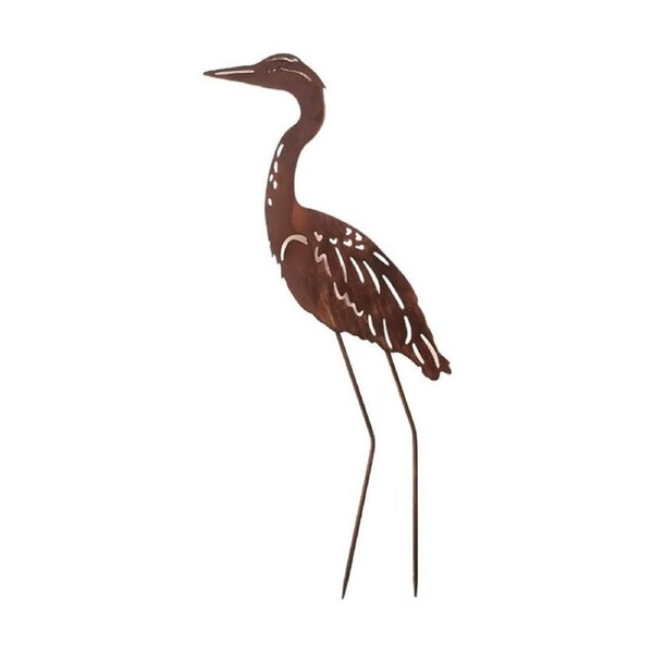 Bronrob Tall Rustic Heron Bird Outdoor Garden Metal Stake Ornament 91x44cm