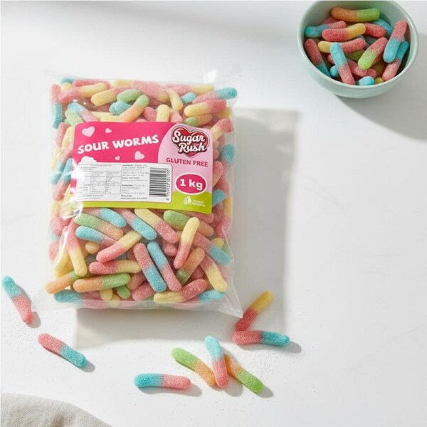 Sugar Rush Sour Worms 1kg