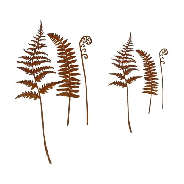 6pc Bronrob Fern Garden Stakes Home/Garden Decor Ornaments Small & Large