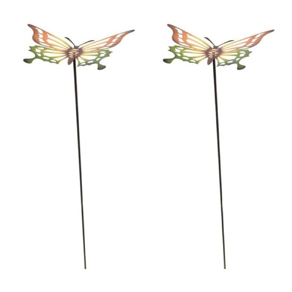 2PK Bronrob Decorative Butterfly Outdoor Garden Stake Ornament 100x29x18cm