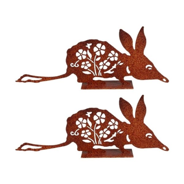 2PK Bronrob Rustic Metal Bilby Garden Ornament Decor Floral Cut-Out 48.3x18.4cm
