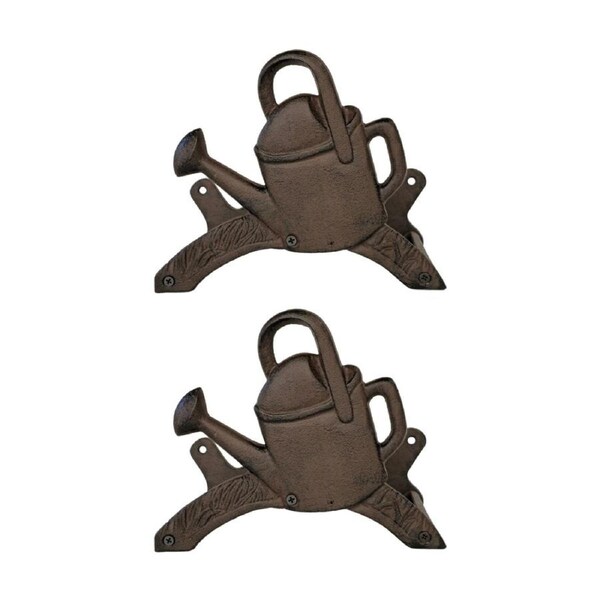 2PK Bronrob Decorative Cast Iron Watering Can Garden Hose Hanger 23.5x19.3cm