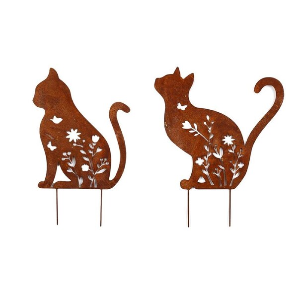 Bronrob Purring & Curious Cat Outdoor Decor Ornaments Garden Stakes