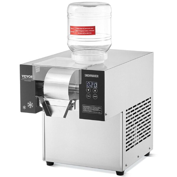 Commercial Snowflake Ice Machine, 375LBS/24H Snowflake Ice Maker, Stainless Steel Ice Shaver Machine, Electric Snow Cone Maker, Air Cooling System for Rapid Heat Dissipation, for Bakery, Cafe
