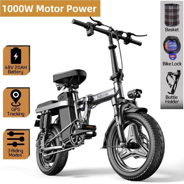 Electric Bike Folding Ebike Scooter With GPS Tracker 48V 35KM/H Protable Commuter Travel Bicycle