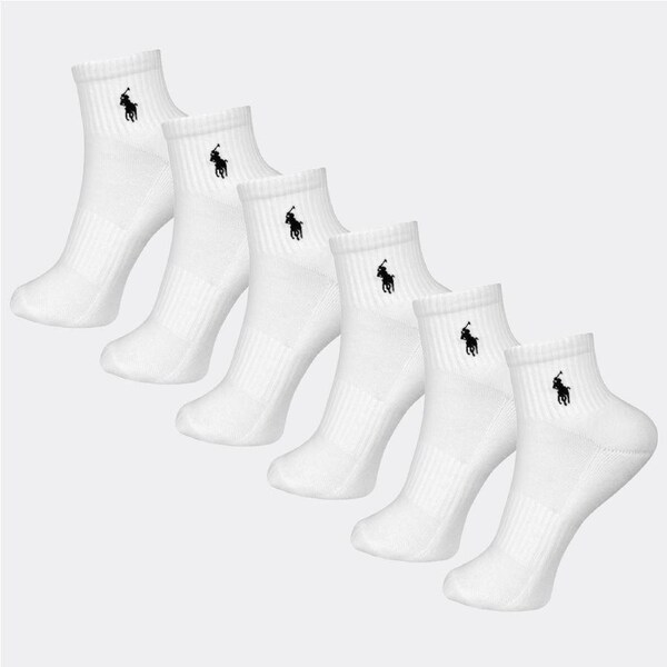 Polo Ralph Lauren Men's Performance Solid Quarter 6-Pack Socks White US 10-13