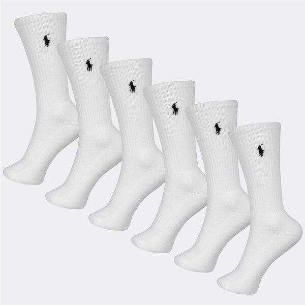 Polo Ralph Lauren Men's Performance Solid Crew 6-Pack Socks White US 10-13