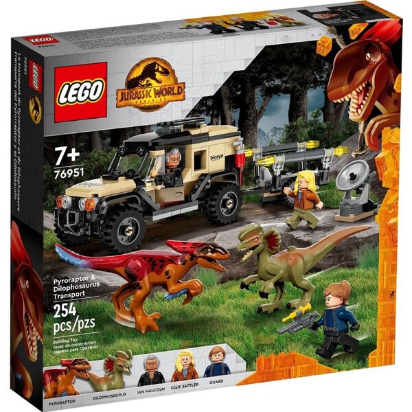 LEGO Jurassic Park 76951 Pyroraptor & Dilophosaurus Transport