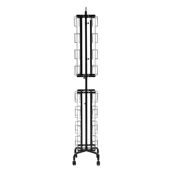 Greeting Cards Display Rack, 32 Pockets Rotating Postcard Brochure Display Stand, 360deg Spinning Card Display Rack with Sign Holder & 4 Wheels (2 Lockable) for Exhibitions Office Trade Show