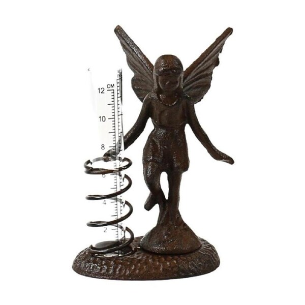 Bronrob Fairy Rain Gauge Cast Iron Outdoor Garden Decor 17.5x12x8xm