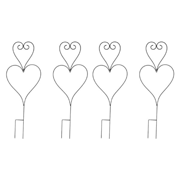 4PK Bronrob Outdoor Garden Growing Plant Support Heart Shaped Frame 80x29cm
