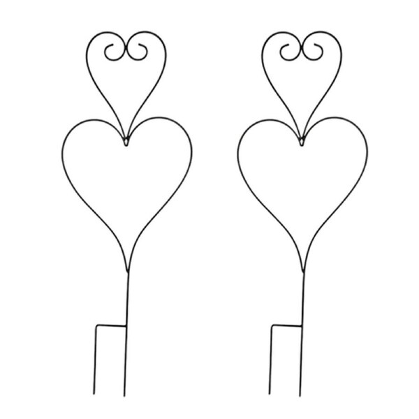 2PK Bronrob Outdoor Garden Growing Plant Support Heart Shaped Frame 80x29cm