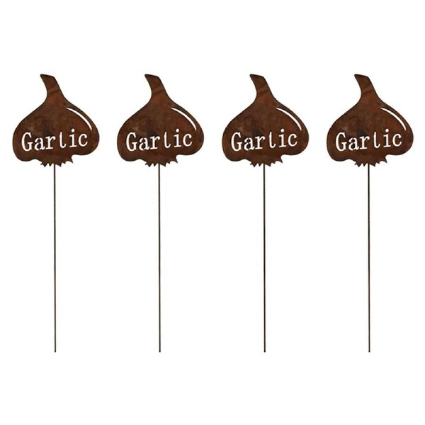 4PK Bronrob Rustic Outdoor Vegetable Garden Stake Sign Garlic 45x11.5cm