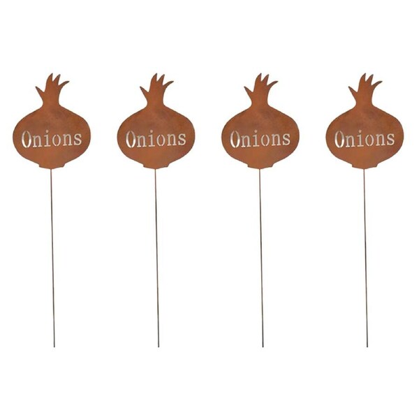 4PK Bronrob Rustic Outdoor Vegetable Garden Stake Sign Onion 45x11cm