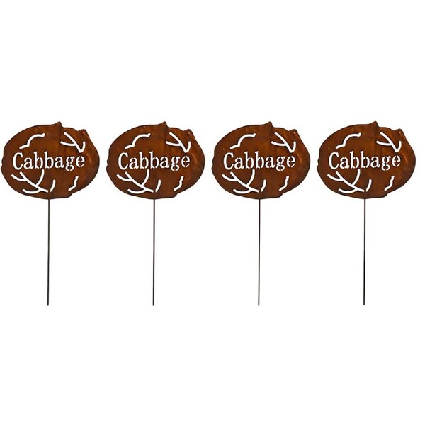 4PK Bronrob Rustic Outdoor Vegetable Garden Stake Sign Cabbage 45x14cm
