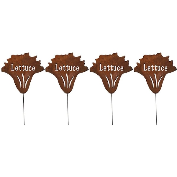 4PK Bronrob Rustic Outdoor Vegetable Garden Stake Sign Lettuce 45x16cm