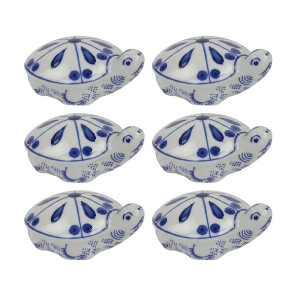 6PK Bronrob Tim Turtle Ceramic Floating Figurine Blue/White Pond Decor 12x10x5cm