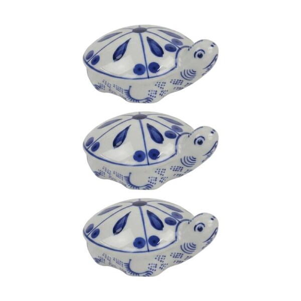 3PK Bronrob Tim Turtle Ceramic Floating Figurine Blue/White Pond Decor 12x10x5cm
