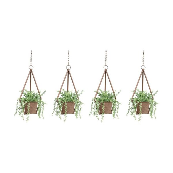 4PK Bronrob Hanging Metal Diamond Shaped Planter Outdoor Decor 55x17cm