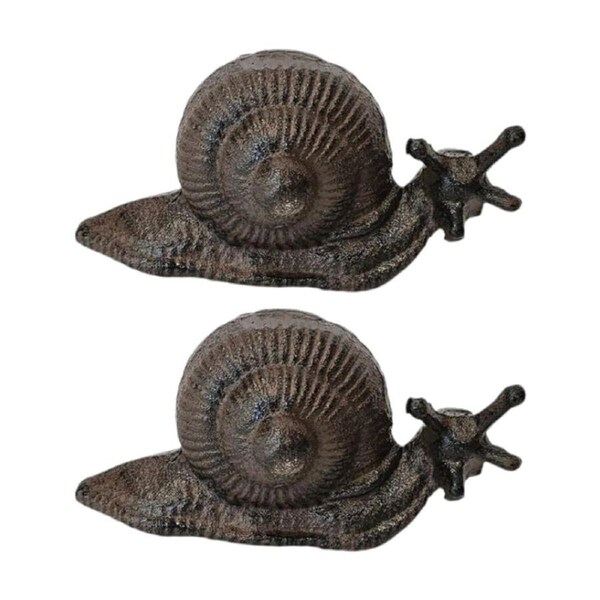 2PK Bronrob Rustic Cast Iron Snail Ornament Indoor/Outdoor Garden Decor 15x7cm