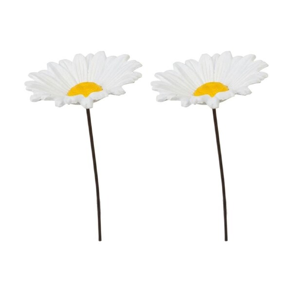2PK Bronrob Cast Iron White & Yellow Flower Outdoor Garden Decoration 74x15cm