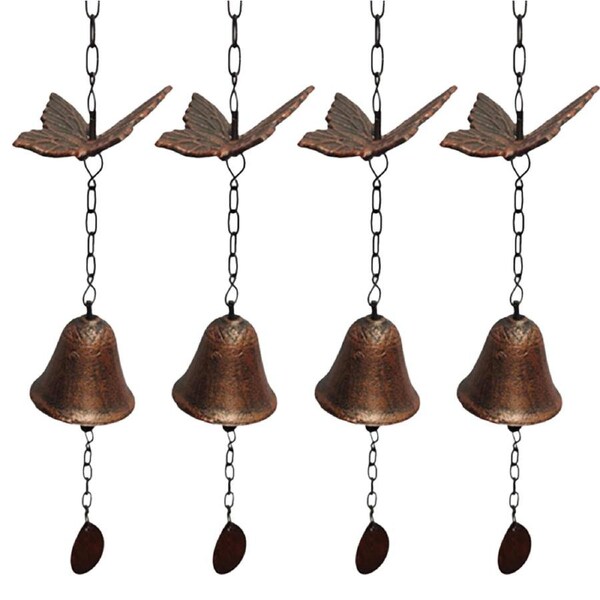 4PK Bronrob Cast Iron Hanging Butterfly Bell Outdoor Garden/Patio Decor 52x7.5cm