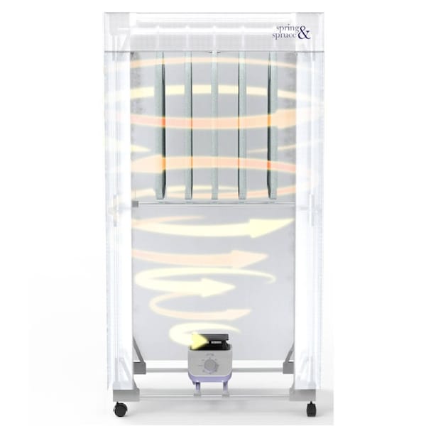 Spring and Spruce Dry Master Heated Indoor Dryer and Airer With Cover for Clothes - Electric Laundry Rack - Foldable and Compact Design - 1200W Heater - Built-In Timer - Quiet Operation