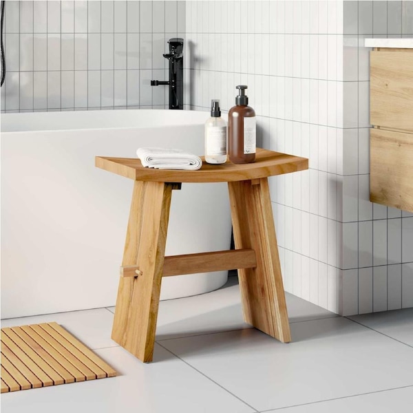 Bathroom Stool Brown 50 x 29.5 x 50.5 cm Solid Teak Wood vidaXL