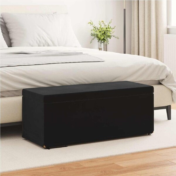 Stool Black 101 x 41 x 40 cm Velvet and Engineered Wood vidaXL