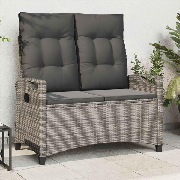 Garden Bench with Pillow Grey and Dark Grey 105 x 60 x 112 cm vidaXL