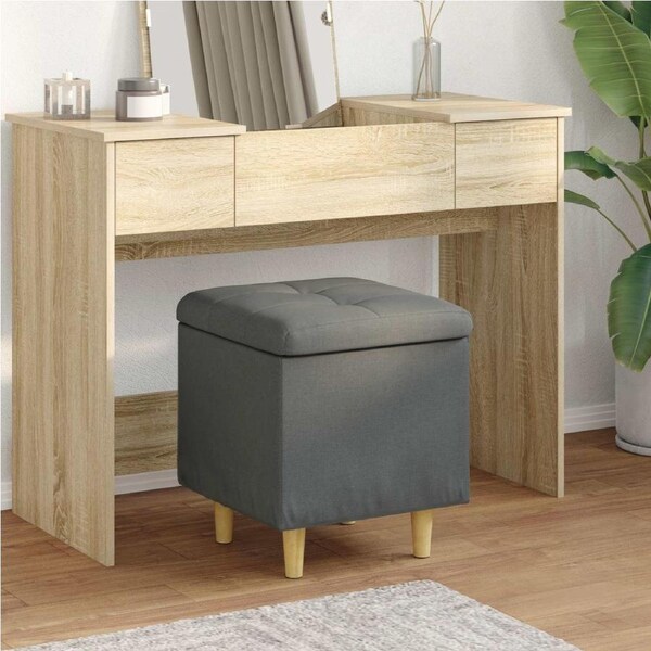Storage Ottoman with Cushion Dark Grey 40 x 40 x 45 cm Fabric vidaXL