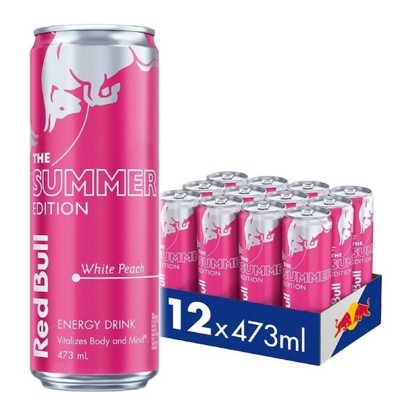 Red Bull Energy Drink, The Summer Edition ,White Peach 473ml 12 Pack