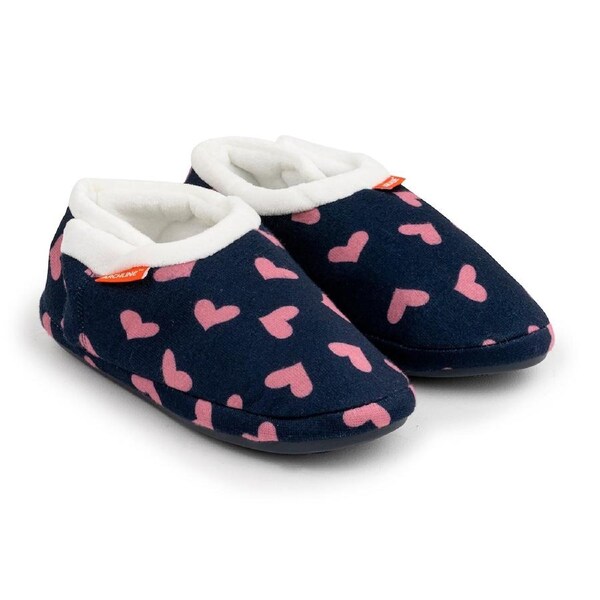 ARCHLINE Orthotic Slippers CLOSED Arch Scuffs Moccasins Pain Relief in Navy Hearts EUR41