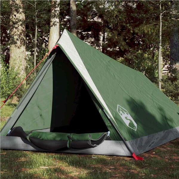 Camping Tent 2-Person Green Waterproof vidaXL