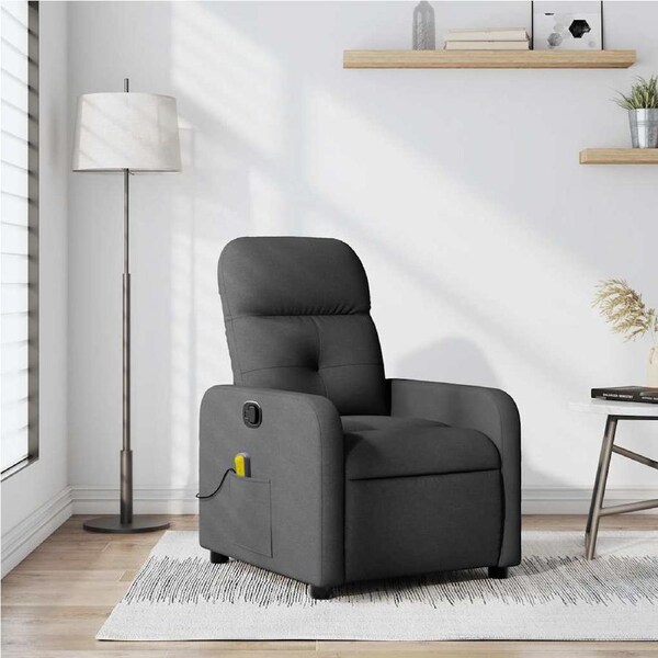 Massage Recliner Chair Dark Grey Fabric vidaXL