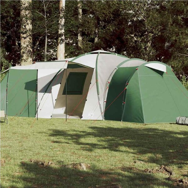 Family Tent Dome 12-Person Green Waterproof vidaXL